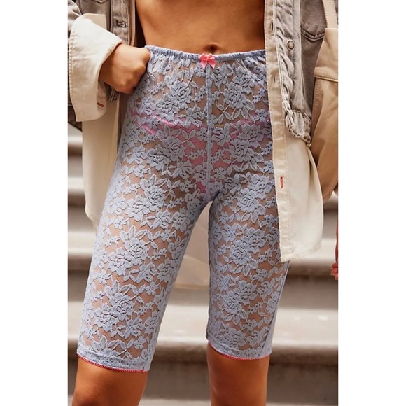 NWOT Free People Intimately All Day Lace Capris Kentucky Blue - Picture 9 of 9